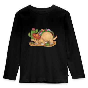 TacoSaurus Dinosaurier als Taco mit Hut und Bart - Kinder Premium Bio Langarmshirt - Schwarz - Vorne - AI Model Kid Male (0cm)