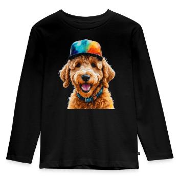 Goldendoodle Snapback Cap Dog Animal Design Print - Kids' Premium Longsleeve Shirt - black - Front - AI Model Kid Male (0cm)