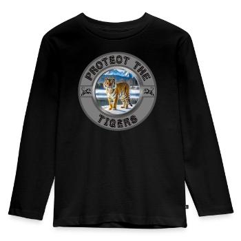 Protect the Tigers - Kids' Premium Longsleeve Shirt - black - Front - AI Model Kid Male (0cm)