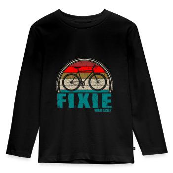 Fixie Bike Biker Geschenk - Kinder Premium Bio Langarmshirt - Schwarz - Vorne - AI Model Kid Male (0cm)