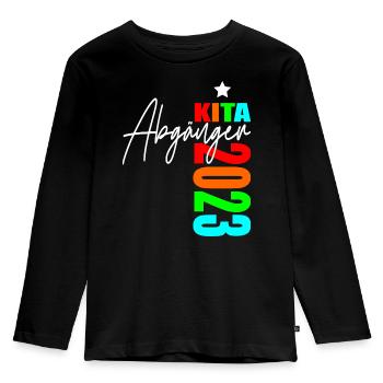Kita Abgänger 2023 - Kinder Premium Bio Langarmshirt - Schwarz - Vorne - AI Model Kid Male (0cm)