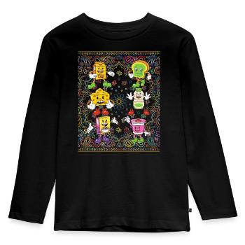 Karikatur - Kinder Premium Bio Langarmshirt - Schwarz - Vorne - AI Model Kid Male (0cm)