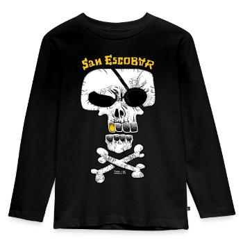 SAN ESCOBAR - Piratenflagge / Totenkopf - Kinder Premium Bio Langarmshirt - Schwarz - Vorne - AI Model Kid Male (0cm)