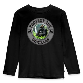 Protect the Gorillas - Kids' Premium Longsleeve Shirt - black - Front - AI Model Kid Male (0cm)