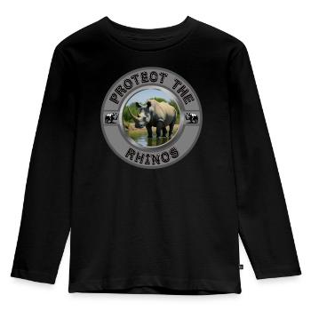 Protect the Rhinos - Kids' Premium Longsleeve Shirt - black - Front - AI Model Kid Male (0cm)