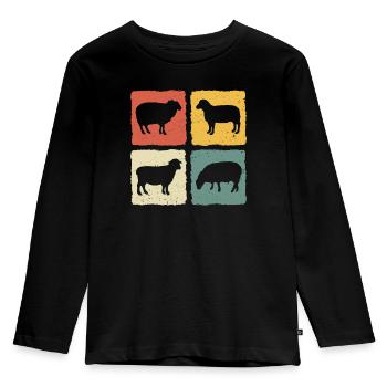 Retro Schaf Schaf Schaf - Kinder Premium Bio Langarmshirt - Schwarz - Vorne - AI Model Kid Male (0cm)