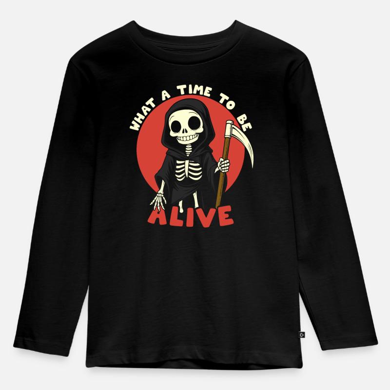 Alive - Kinder Premium Bio Langarmshirt - Schwarz
