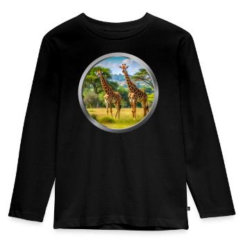 Giraffe Animal - 2 - Kids' Premium Longsleeve Shirt - black - Front - AI Model Kid Male (0cm)