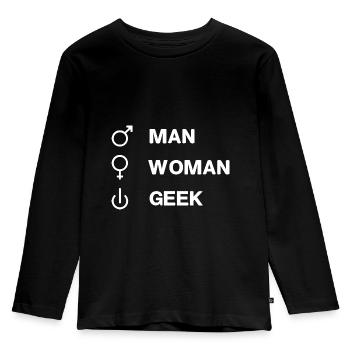 Geek On GEEK Humor Geek-Witz - Kinder Premium Bio Langarmshirt - Schwarz - Vorne - AI Model Kid Male (0cm)