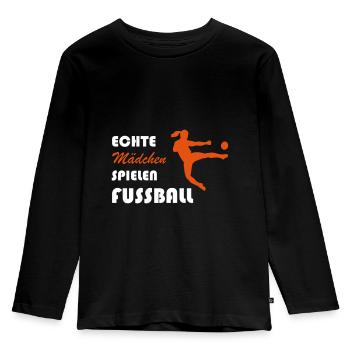 Maedchen Spielen Fußball - Kinder Premium Bio Langarmshirt - Schwarz - Vorne - AI Model Kid Male (0cm)