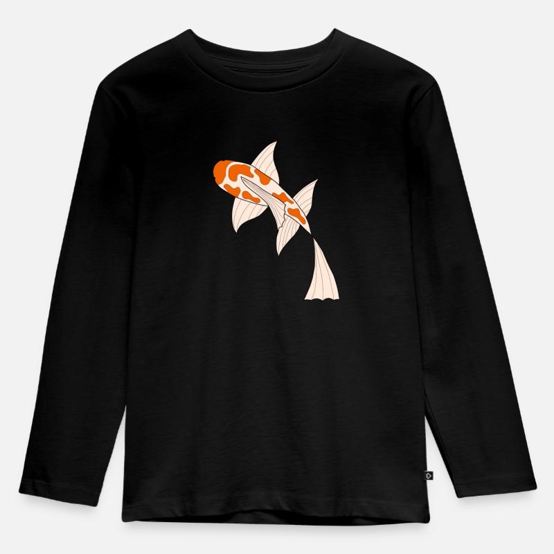 Koi - Kinder Premium Bio Langarmshirt - Schwarz