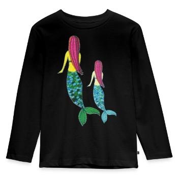 meerjungrau mutter tochter - Kinder Premium Bio Langarmshirt - Schwarz - Vorne - AI Model Kid Male (0cm)