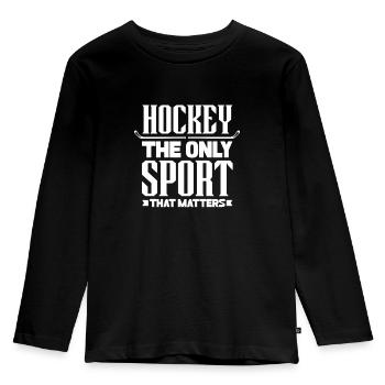Eishockey - Kinder Premium Bio Langarmshirt - Schwarz - Vorne - AI Model Kid Male (0cm)