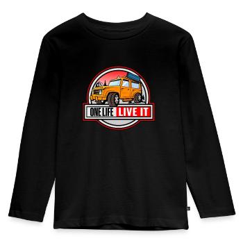 One live live it - Kinder Premium Bio Langarmshirt - Schwarz - Vorne - AI Model Kid Male (0cm)