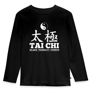 Tai Balance Tranquility Strength - Kinder Premium Bio Langarmshirt - Schwarz - Vorne - AI Model Kid Male (0cm)