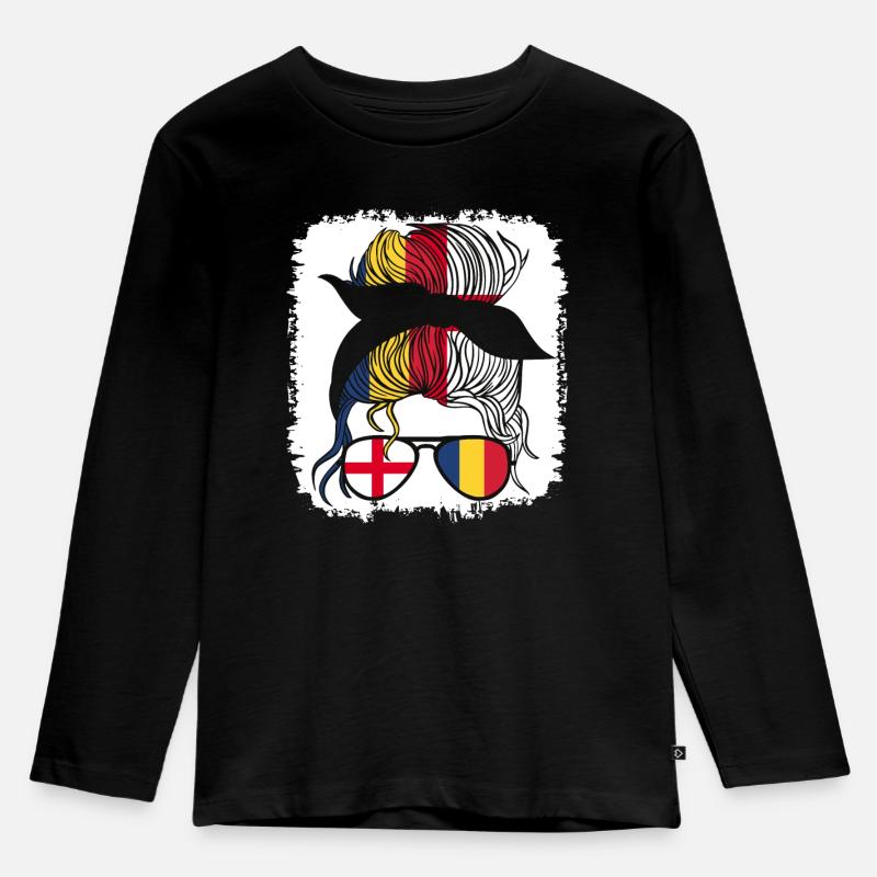 Halb Englisch Halb Rumänisch Mädchen Rumänien England - Kinder Premium Bio Langarmshirt - Schwarz