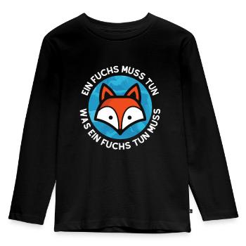 FUCHS - Kinder Premium Bio Langarmshirt - Schwarz - Vorne - AI Model Kid Male (0cm)