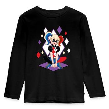 DC Super Hero Girls Harley Quinn - Kinder Premium Bio Langarmshirt - Schwarz - Vorne - AI Model Kid Male (0cm)
