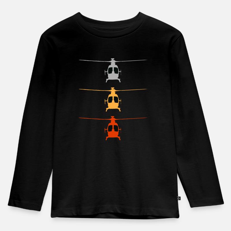 Helikopter - Hubschrauber - Kinder Premium Bio Langarmshirt - Schwarz