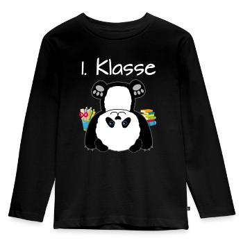 1. Klasse Panda Einschulung Geschenk 2020 - Kinder Premium Bio Langarmshirt - Schwarz - Vorne - AI Model Kid Male (0cm)