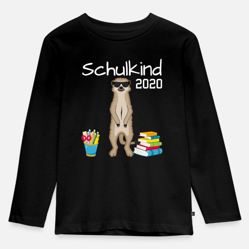 Schulkind Erdmännchen Einschulung Geschenk 2020 - Kinder Premium Bio Langarmshirt - Schwarz