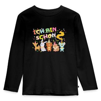 Tiere Geburtstagsshirt – Ich bin schon 2 Jahre - Kinder Premium Bio Langarmshirt - Schwarz - Vorne - AI Model Kid Male (0cm)