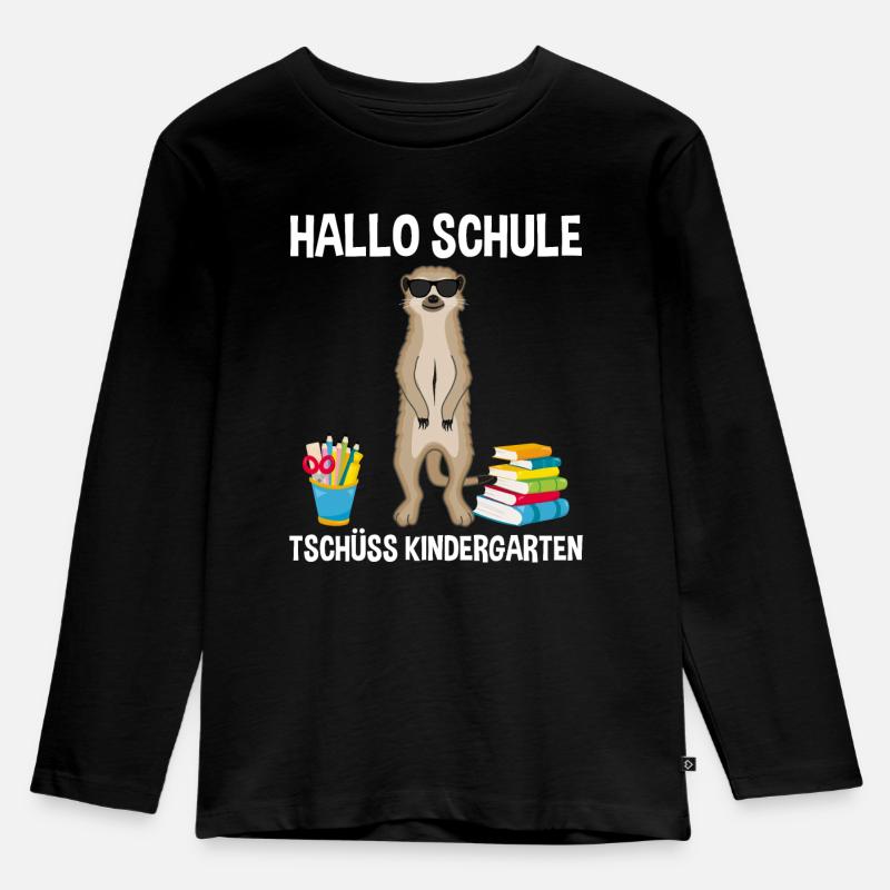 Einschulung Schulbeginn 1. Klasse Erdmännchen - Kinder Premium Bio Langarmshirt - Schwarz