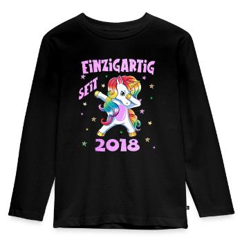 Einhorn Geburtstag Dabbing 2 Jahre Mädchen - Kinder Premium Bio Langarmshirt - Schwarz - Vorne - AI Model Kid Male (0cm)