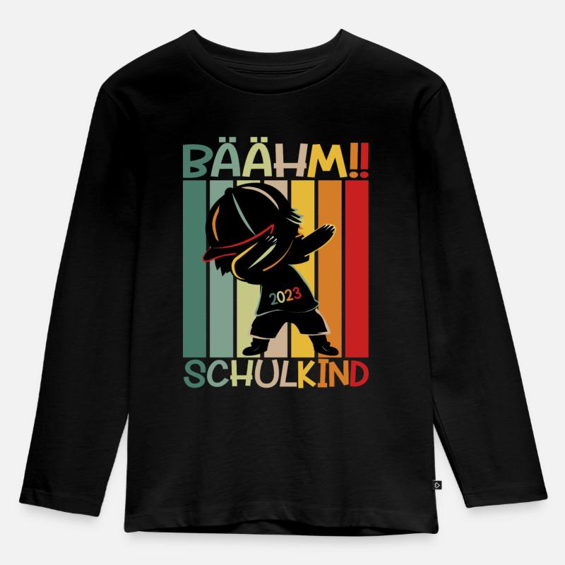 Schulkind 2023 Geschenk - Kinder Premium Bio Langarmshirt - Schwarz