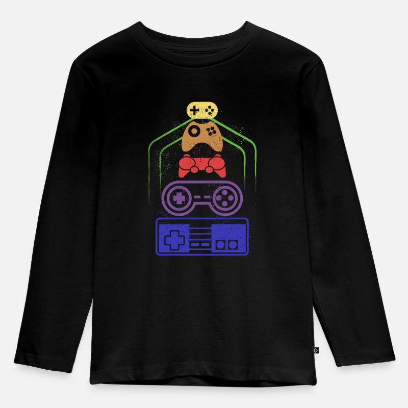 Controller - Kinder Premium Bio Langarmshirt - Schwarz