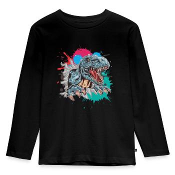 Dinosaurier T-Rex - Kinder Premium Bio Langarmshirt - Schwarz - Vorne - AI Model Kid Male (0cm)