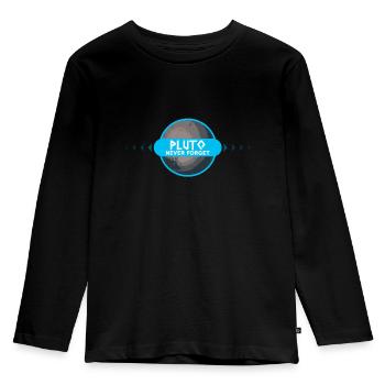 Pluto Niemals Vergessen - Kinder Premium Bio Langarmshirt - Schwarz - Vorne - AI Model Kid Male (0cm)