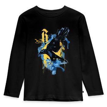 Harry Potter Haus Ravenclaw Rabe - Kinder Premium Bio Langarmshirt - Schwarz - Vorne - AI Model Kid Male (0cm)