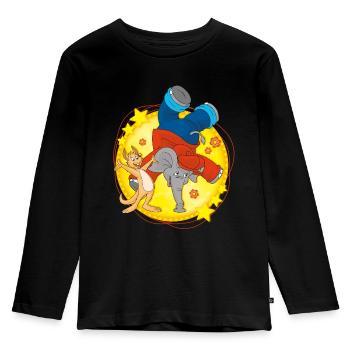 Benjamin Blümchen steht auf seinem Rüssel - Kinder Premium Bio Langarmshirt - Schwarz - Vorne - AI Model Kid Male (0cm)