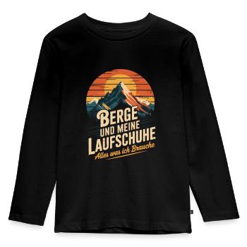 Laufsport Wald Berge Natur Berglauf Laufen - Kinder Premium Bio Langarmshirt - Schwarz - Vorne - AI Model Kid Male (0cm)