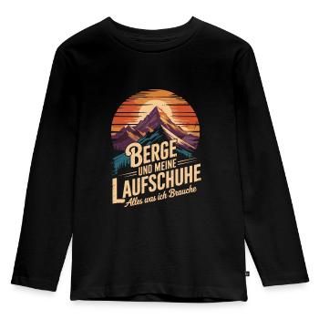 Laufsport Berglauf Natur Joggen Laufen - Kinder Premium Bio Langarmshirt - Schwarz - Vorne - AI Model Kid Male (0cm)
