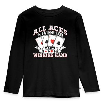 All Aces In Fatherhood Winning Hand Retro Papa - Kinder Premium Bio Langarmshirt - Schwarz - Vorne - AI Model Kid Male (0cm)