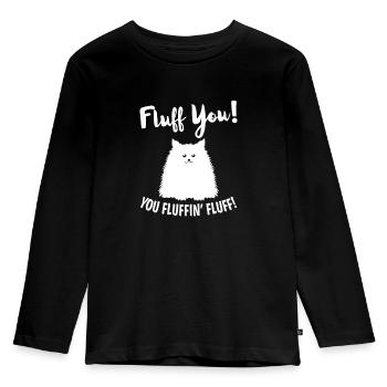 Fluff You You Fluffin 'Fluff Hilarious Christmas C. - Kinder Premium Bio Langarmshirt - Schwarz - Vorne - AI Model Kid Male (0cm)