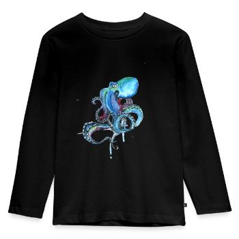 kraake octopus tentacal illu fish octopus ora - Kids' Premium Longsleeve Shirt - black - Front - AI Model Kid Male (0cm)
