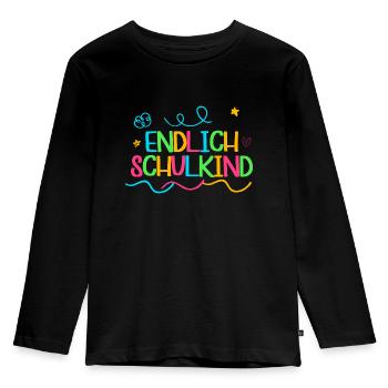 2021 endlich schulkind, Einschulung Erstklässler - Kinder Premium Bio Langarmshirt - Schwarz - Vorne - AI Model Kid Male (0cm)