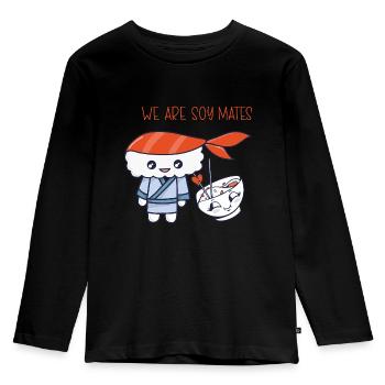 Kawaii Japanese Food Salmon Salmon Sushi Roll - T-shirt manches longues Premium Enfant - noir - Devant - AI Model Kid Male (0cm)