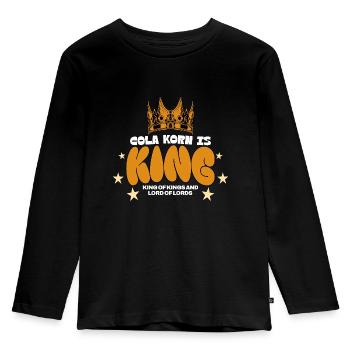 Cola Korn bringt uns nach vorn. Dorfjugend Bauer - Kinder Premium Bio Langarmshirt - Schwarz - Vorne - AI Model Kid Male (0cm)