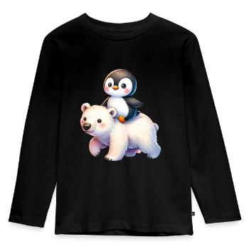 Pinguin und Eisbär Geschenk - Kinder Premium Bio Langarmshirt - Schwarz - Vorne - AI Model Kid Male (0cm)