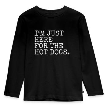 I'm Just Here For The Hot Dogs Funny Saying - Kids' Premium Longsleeve Shirt - black - Front - AI Model Kid Male (0cm)