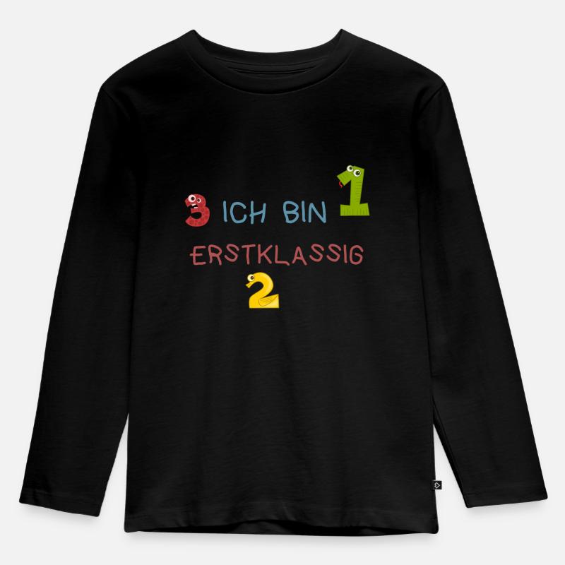 Einschulung - Kinder Premium Bio Langarmshirt - Schwarz