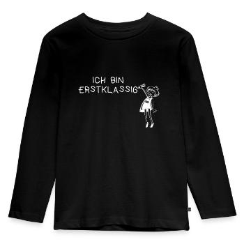 Einschulung - Kinder Premium Bio Langarmshirt - Schwarz - Vorne - AI Model Kid Male (0cm)