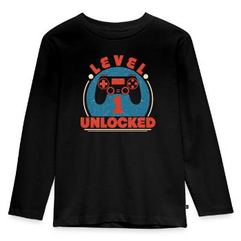 1 Birthday Level 1 Unlocked - Kids' Premium Longsleeve Shirt - black - Front - AI Model Kid Male (0cm)