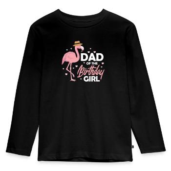 Flamingo Father Birthday Pink Bird Gift - Kids' Premium Longsleeve Shirt - black - Front - AI Model Kid Male (0cm)