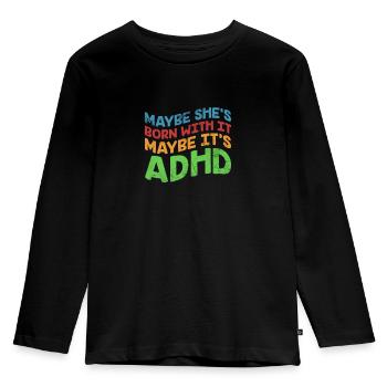 ADHS - Kinder Premium Bio Langarmshirt - Schwarz - Vorne - AI Model Kid Male (0cm)