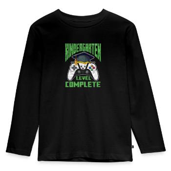 Kleuterschool - Kinderen Premium Bio shirt met lange mouwen - zwart - Voor - AI Model Kid Male (0cm)